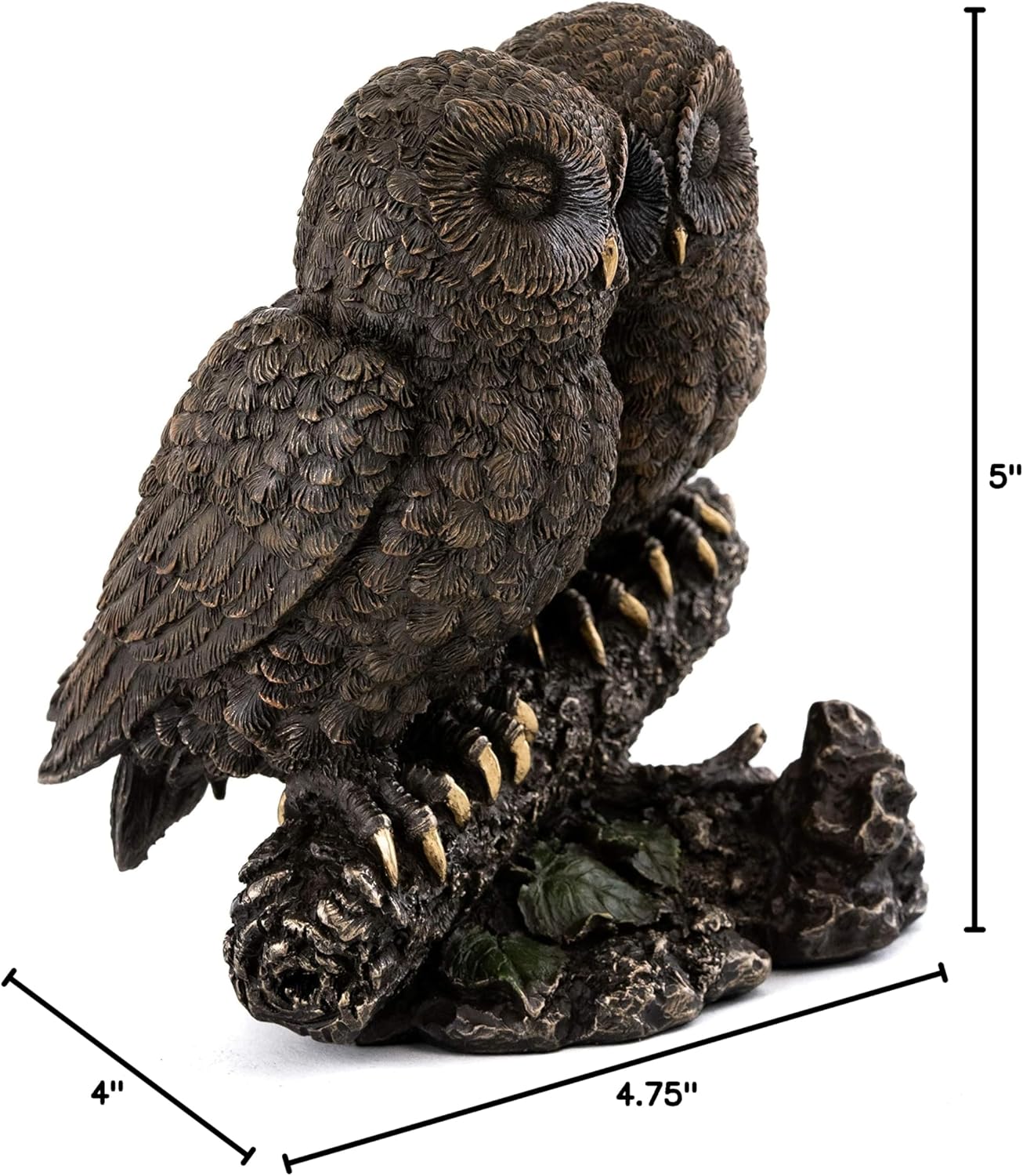 Top Collection Owl Lovers Statue on Tree Branch - Sleeping Great Horned Owl Sculpture in Premium Cold Cast Bronze- 5-Inch Collectible Animal Figurine