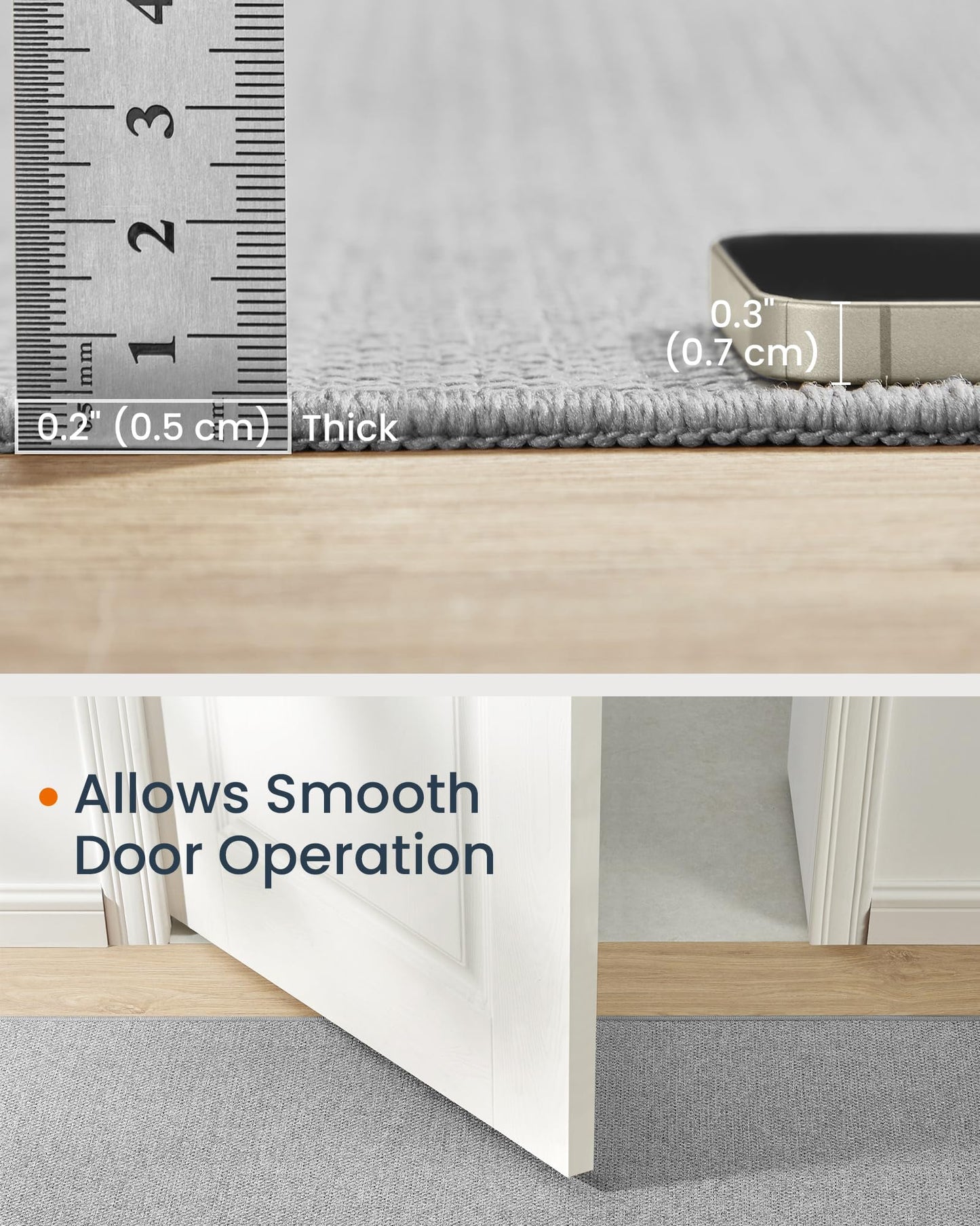 SONGMICS HOME Runner Rug 2.5x8 ft, Washable Area Rug for Living Room, Non-Slip Carpet, Faux Jute Rug, Home Decor, for Bedroom, Kitchen, Entryway, Dining Room, Dove Gray UTAR093G01