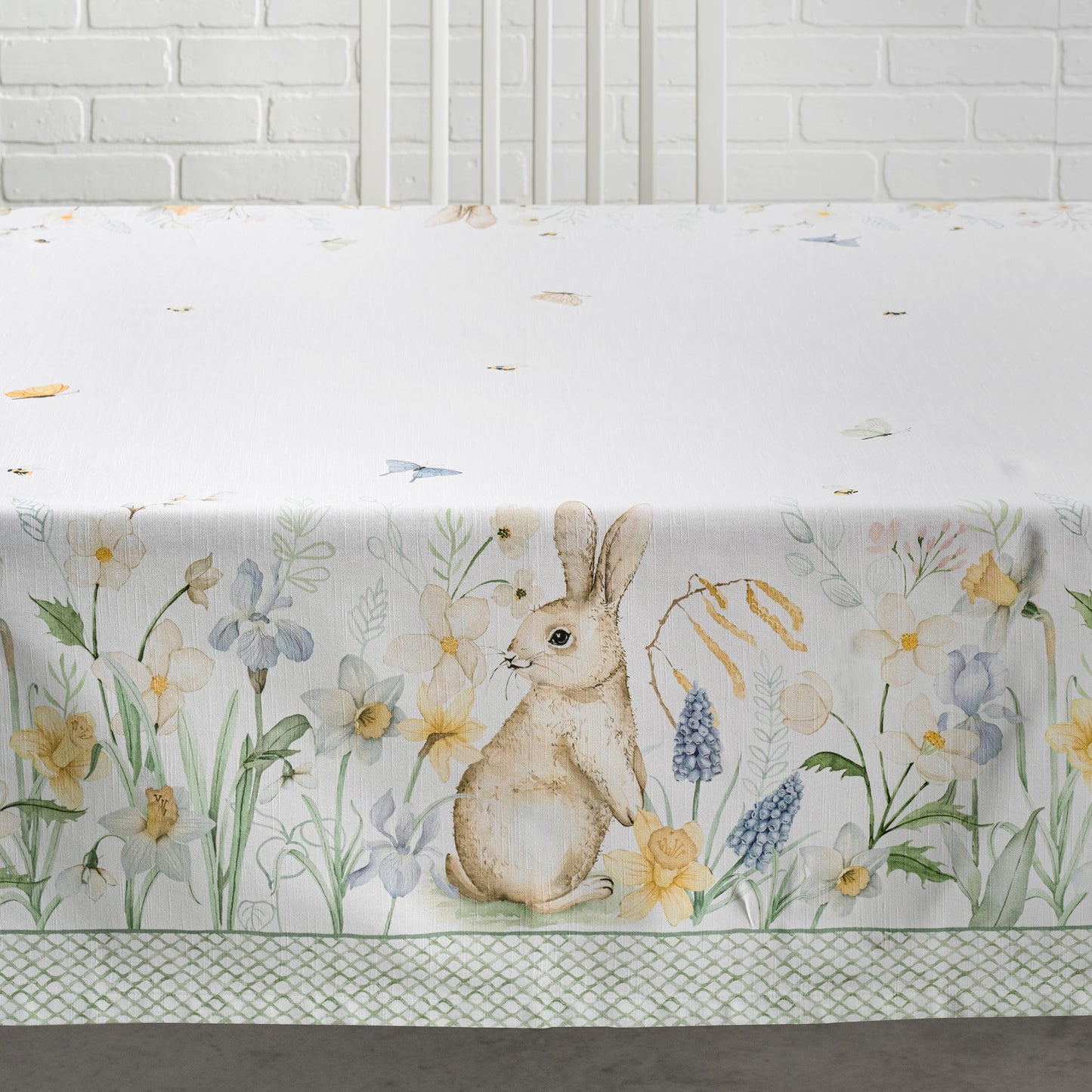 Maison d' Hermine Table Cloth Square Table 100% Cotton 60 x 60 Inches Tablecloth Reusable Decorative for Dining Kitchen Room Farmhouse Home Gifts for Mothers Day Spring Summer - Easter Dew