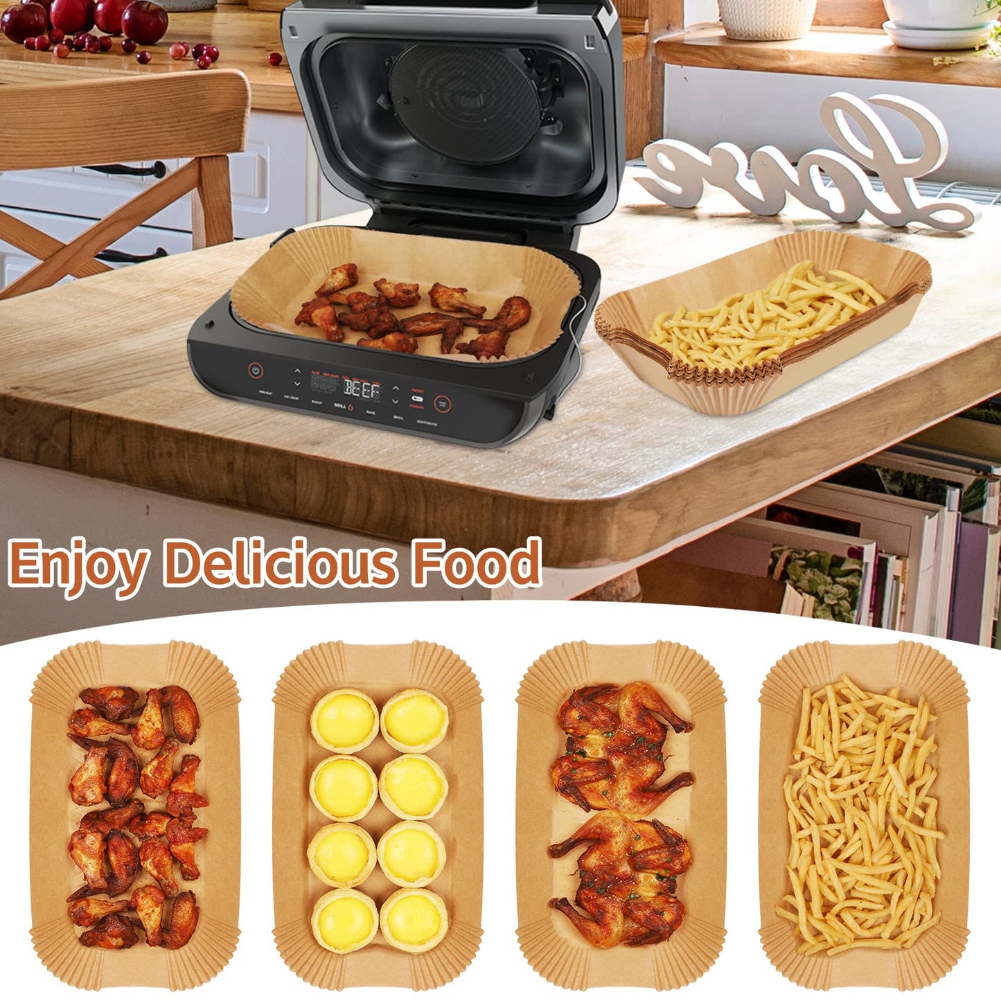 Ninja Smart XL Air Fryer Liners - 120 Pcs Disposable Parchment Paper Rectangular For Ninja Foodi Air Fryer Accessories