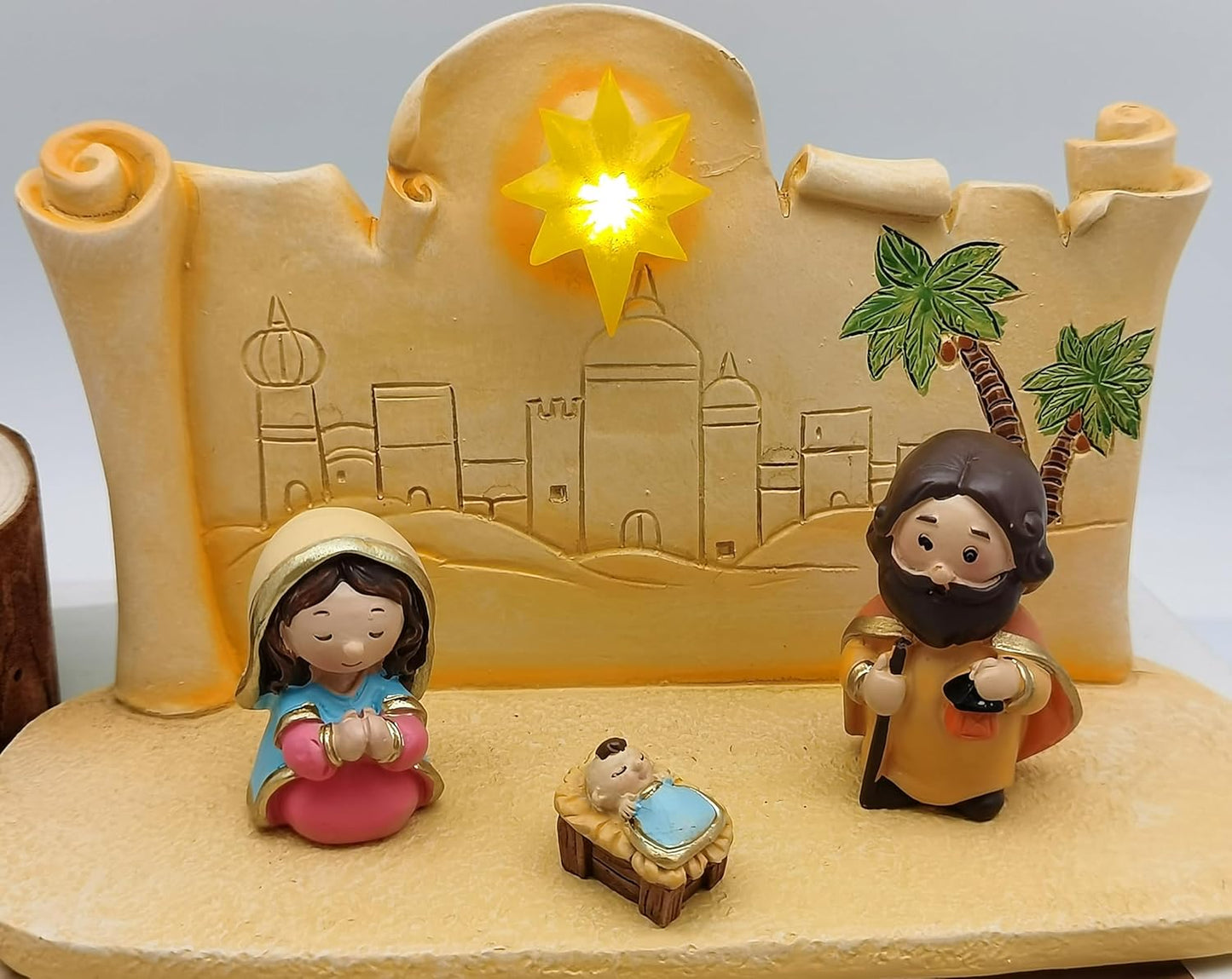 Miniature Holy Family Nativity Figurine - 2.56 Inch Tabletop Christmas Decoration