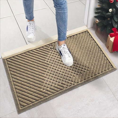 Dirt Trapper Doormat - Waterproof & Absorbent Floor Mat | Low Profile 29x17, Beige