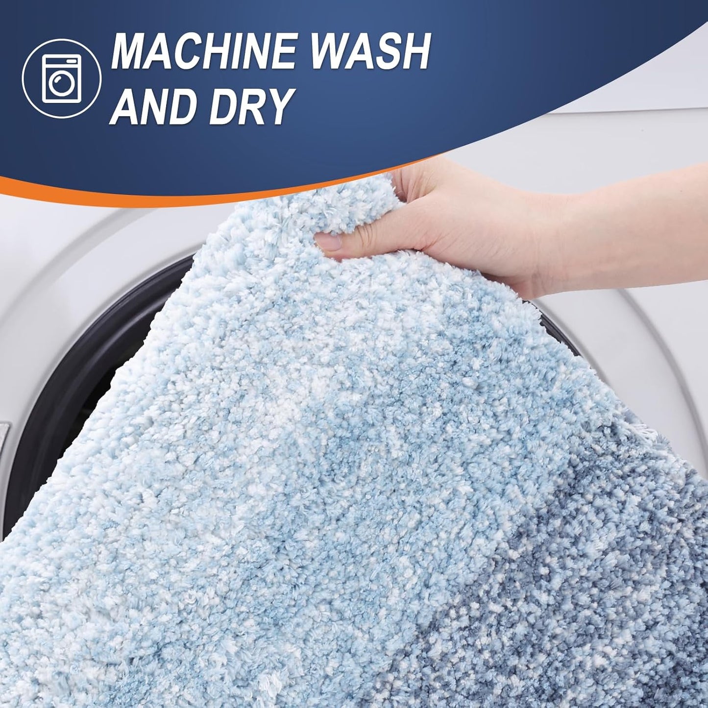 OLANLY Large Bathroom Rugs - Extra Soft Microfiber Mat 47x32 | Quick Dry, Machine Washable, Blue