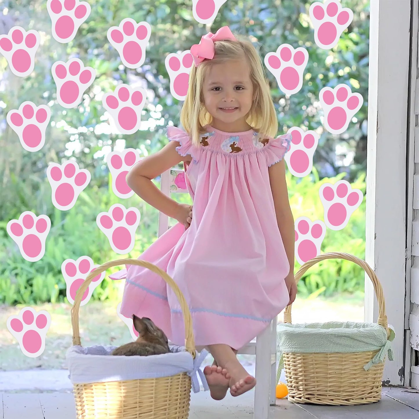 Wonmon 80 PCS Removable Easter Bunny Paw Prints Stickers, Easter Bunny Feet Stickers Rabbit Paw Decal Bunny Paw Print Clings for Home Office Classroom Floor Easter Party Favor Decorations