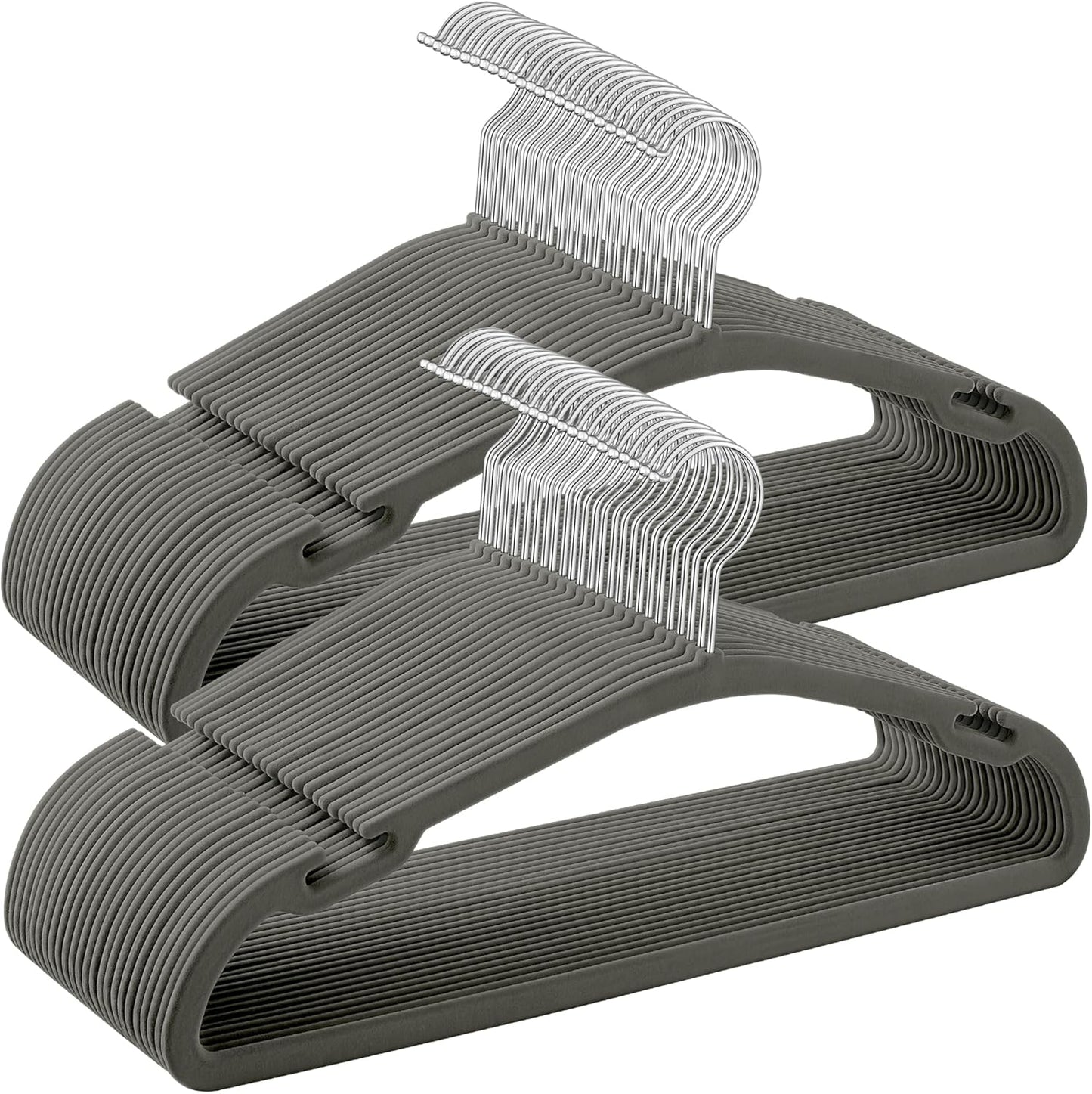 SONGMICS Velvet Hangers - Non-Slip Clothes Hangers with 360° Swivel Hook | 50 Pack, Gray, Space-Saving Design