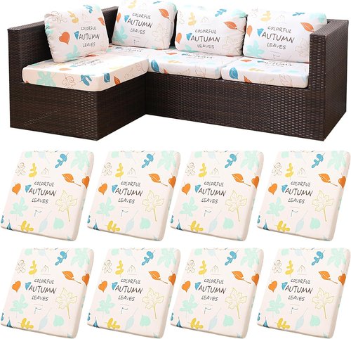 BIETYONE Outdoor Couch Cushion Covers - 8Pcs Washable & Reusable Protector | Chrysanthemum Design