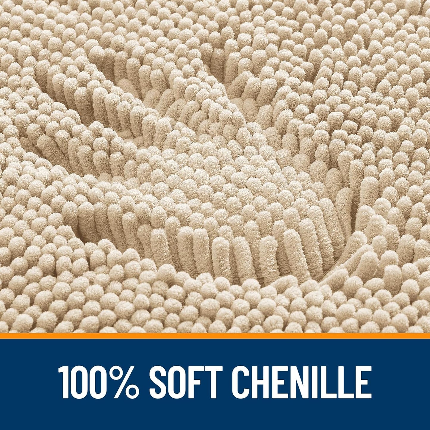 OLANLY Large Bathroom Rugs - Extra Soft Chenille Bath Mats | Quick Dry, Machine Washable, Beige 44x32
