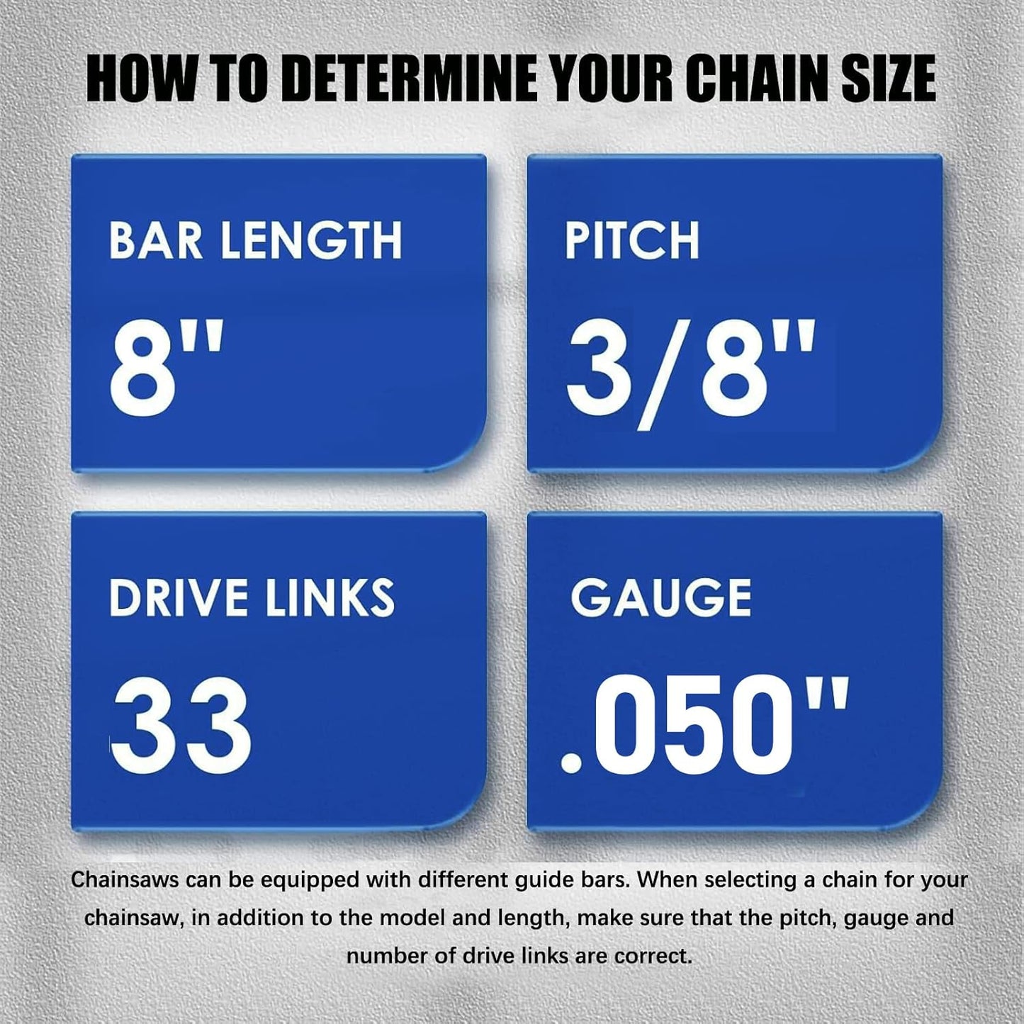Skiennix 8-Inch Chainsaw Chain - 4 Pack, 0.050" Gauge, 3/8" LP Pitch, 33 Drive Links | Compatible with Sun Joe, Greenworks, and More