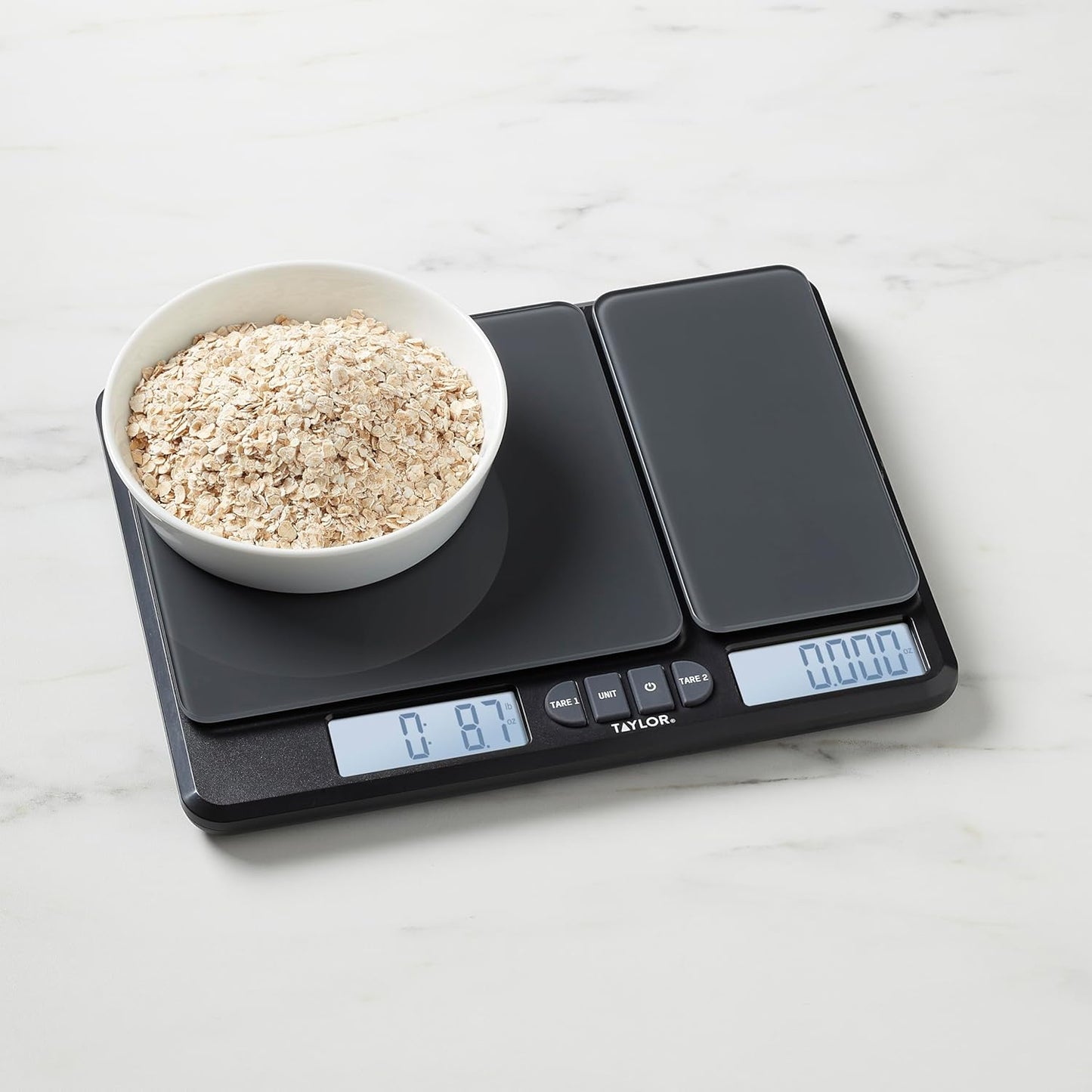 Taylor Kitchen Scale - Dual Platform Digital Grams & Ounces for Weight Loss & Cooking | 15lb Capacity, Black