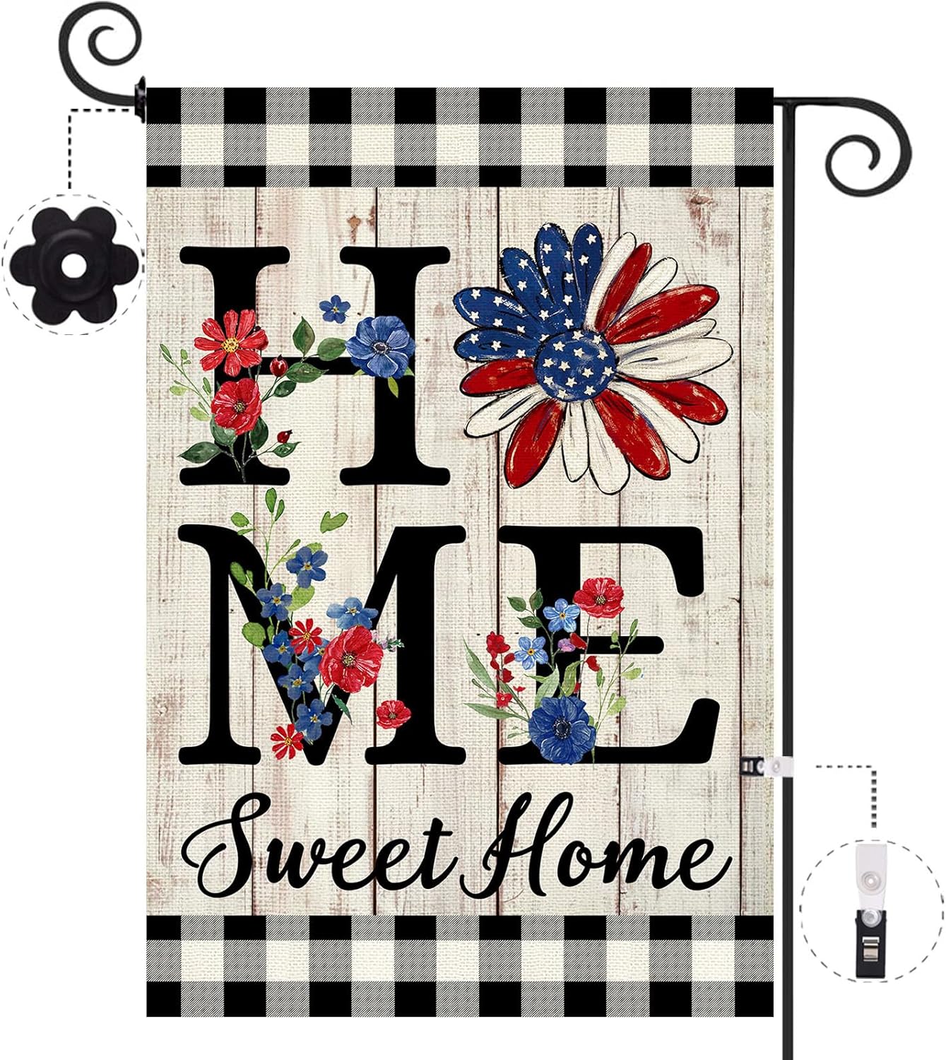 ORTIGIA Patriotic Garden Flag - Double-Sided Burlap Design for Independence Day | 12.5x18 Inch Outdoor Decor