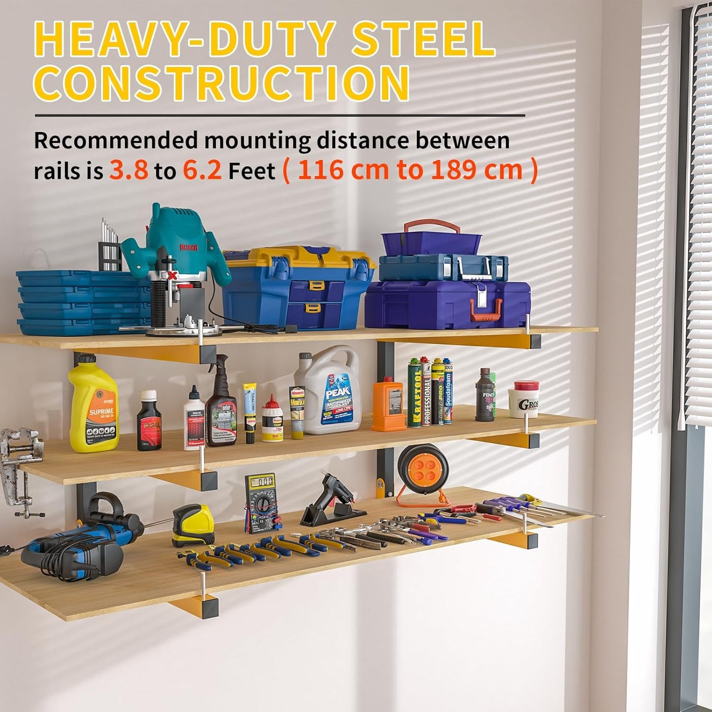Lumber Storage Rack by [Brand Name] - Heavy Duty Wall Mount Organizer | 1080 LB Capacity, 6 Pack