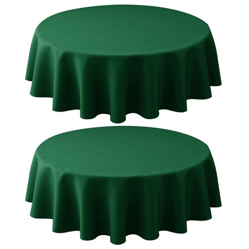 Biscaynebay 2 Pack Textured Fabric Round Tablecloths 60", Red Water Resistant Tableclothes Small Circle Folding Table Covers Linen for Dining, Kitchen, Wedding, Parties etc Machine Washable
