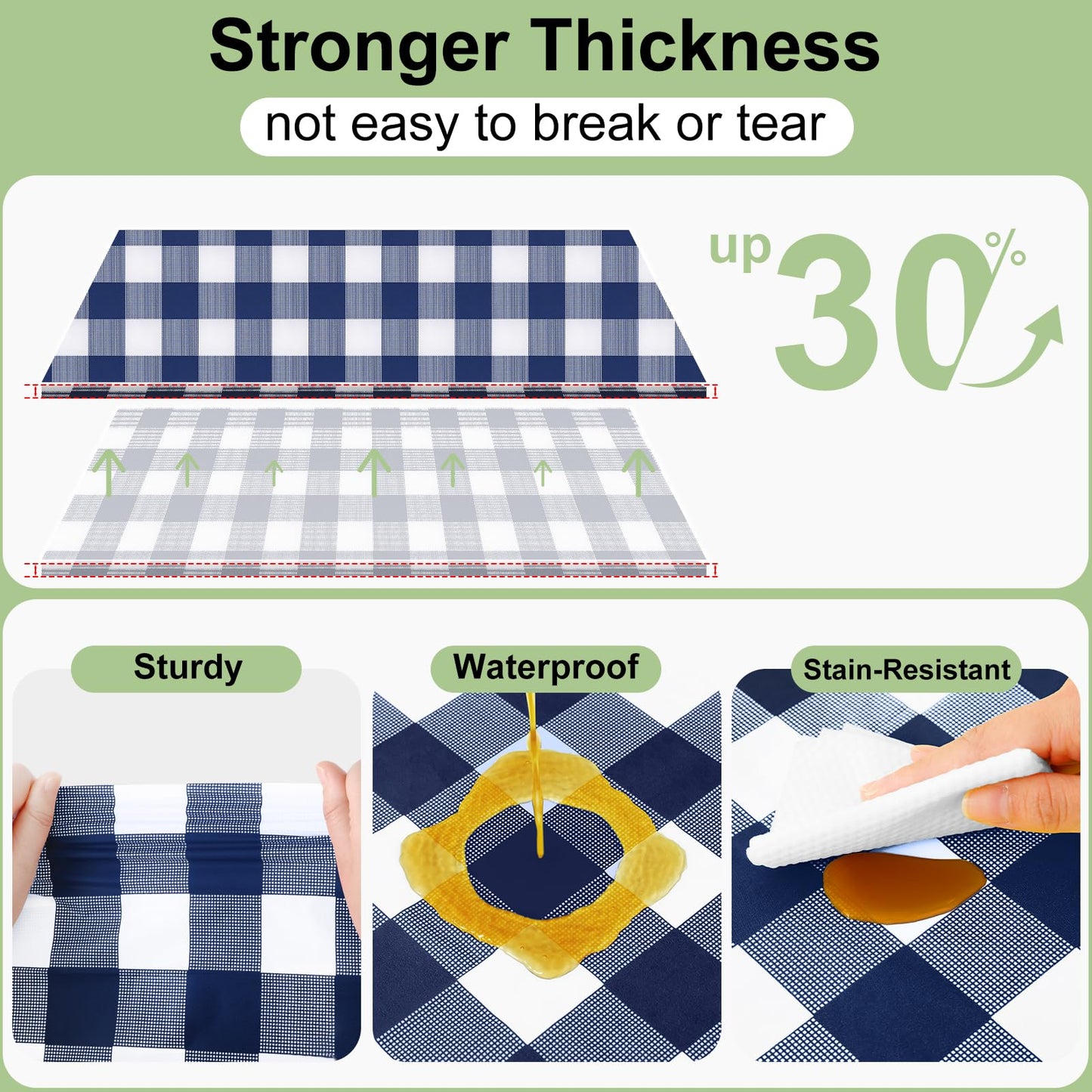 Smiry 10 Pack Navy Gingham Disposable Tablecloths - 54" x 108" Heavy Duty Plastic Table Cloth, Waterproof Buffalo Plaid Table Covers for Picnic, Banquets, Outdoor Parties