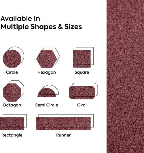 Bright House Solid Color Area Rugs Cranberry - 27'' x 54'' Half Round, Indoor, Stain & Fade Resistant, Perfect for Living Room, Bedroom, Dining Room, Entryway, Doorway, Wedding, Made in USA