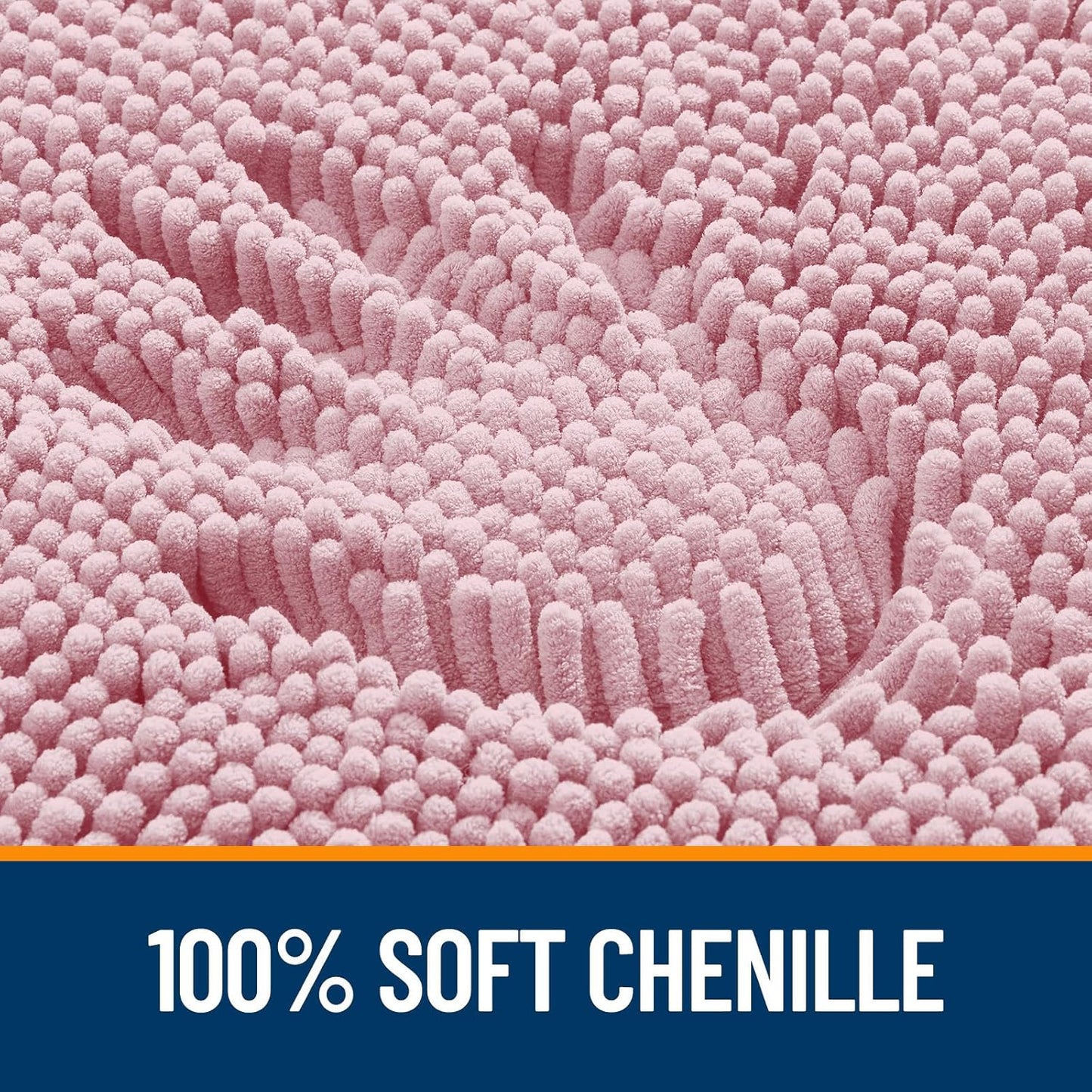 OLANLY Large Bathroom Rugs - Extra Soft Chenille Bath Mats with Rubber Backing | Quick Dry, Machine Washable, Dusty Rose 40x32