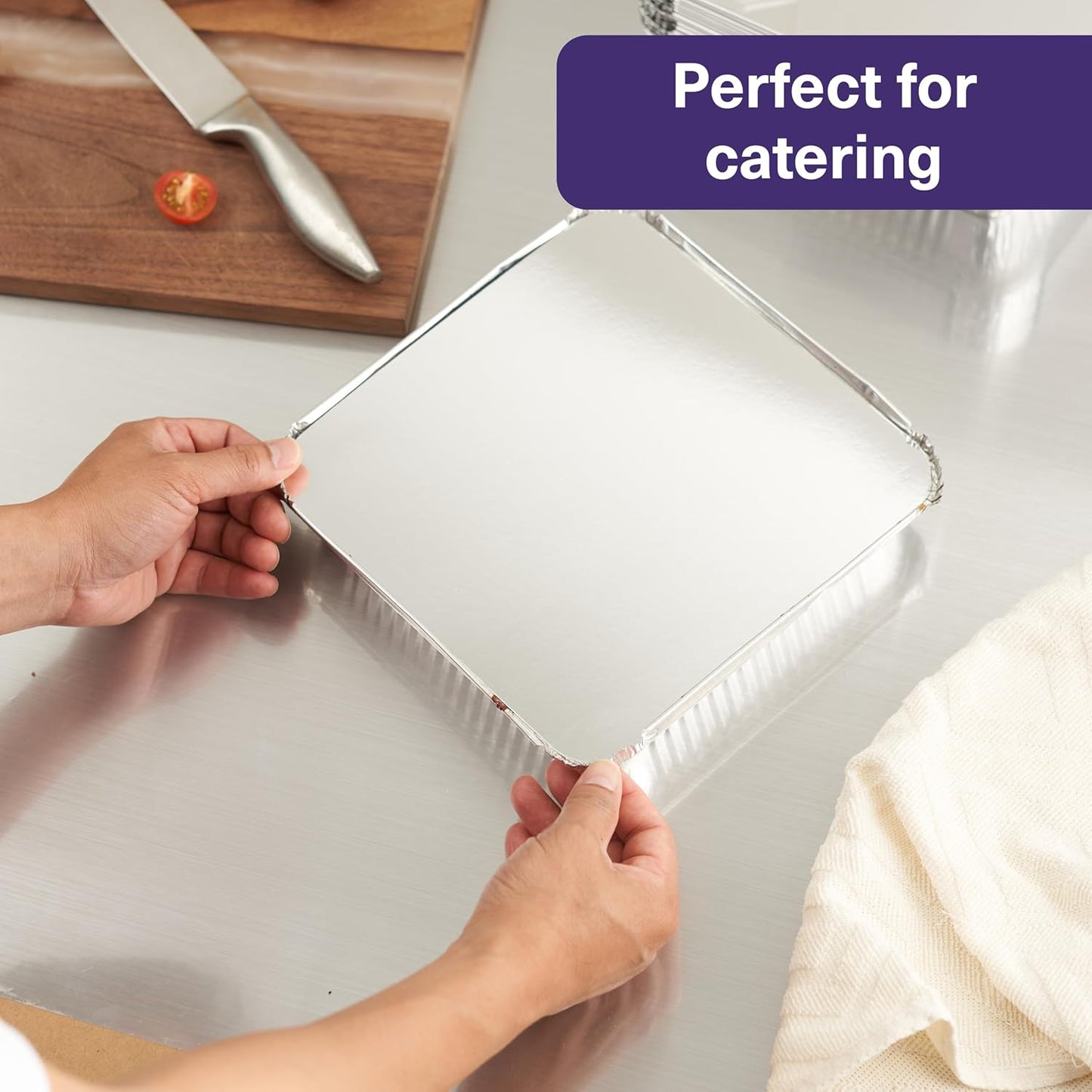 Matana 25 Pack Aluminum Pans - 9" Square Disposable Foil Baking Trays with Lids