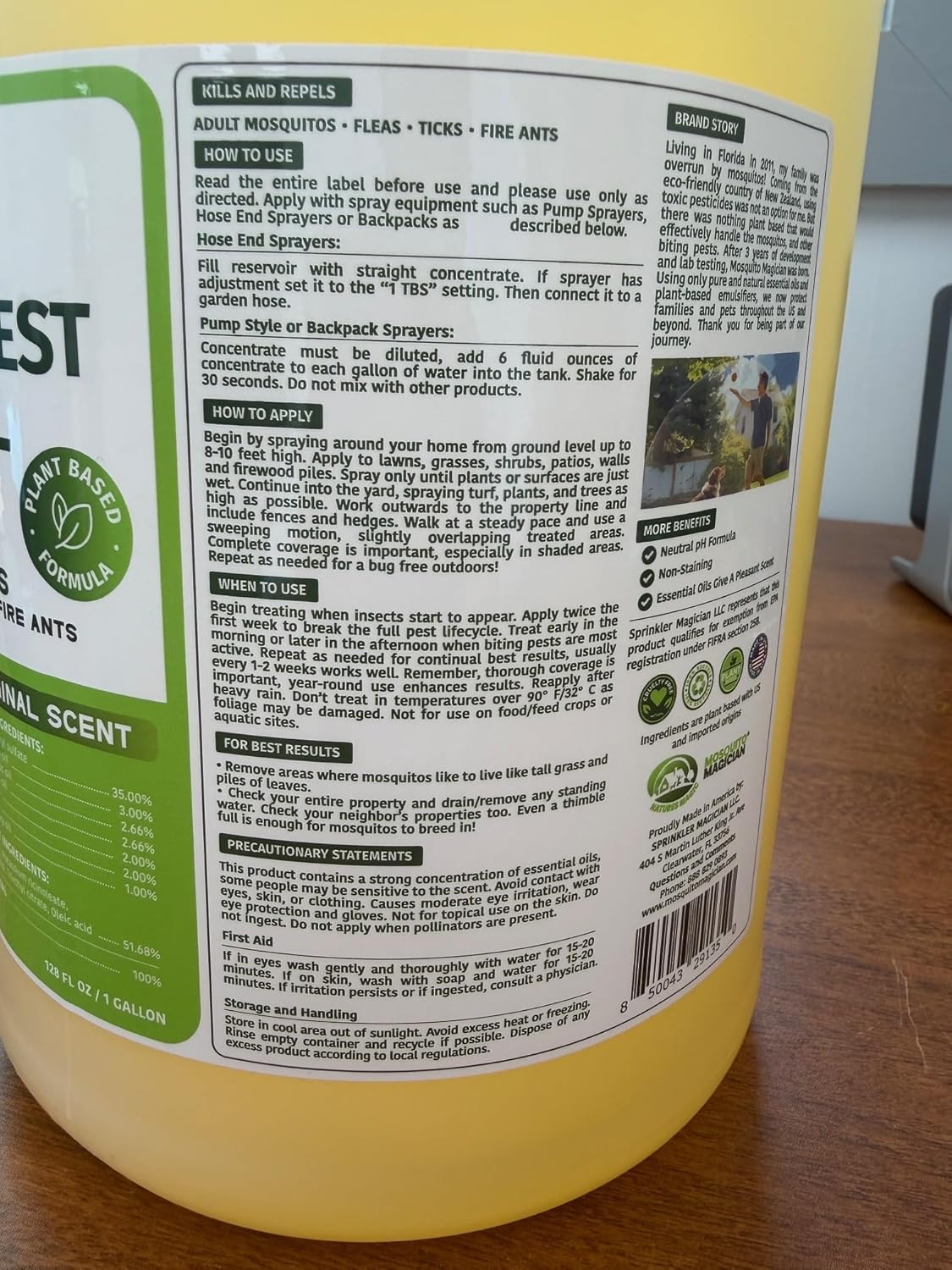Mosquito Magician Liquid Concentrate - Pet Safe Outdoor Mosquito Repellent Yard Spray Treatment, 1 Gallon