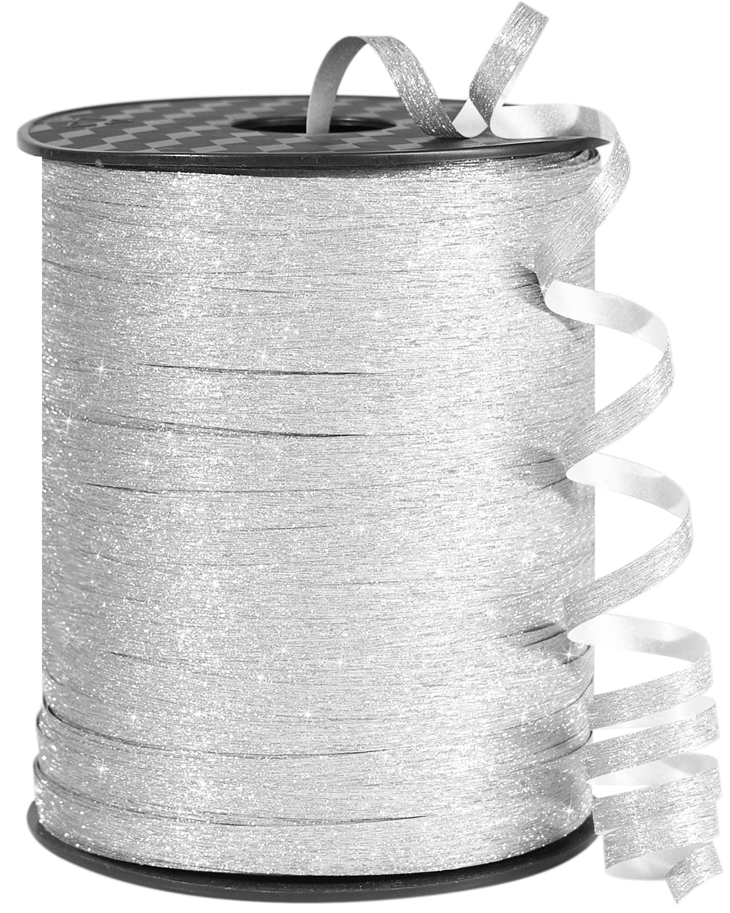 PartyWoo Silver Glitter Ribbon - 500 Yard Curling Ribbon for Balloons, Crafts, Gift Wrapping, Weddings & Floristry (1 Roll)