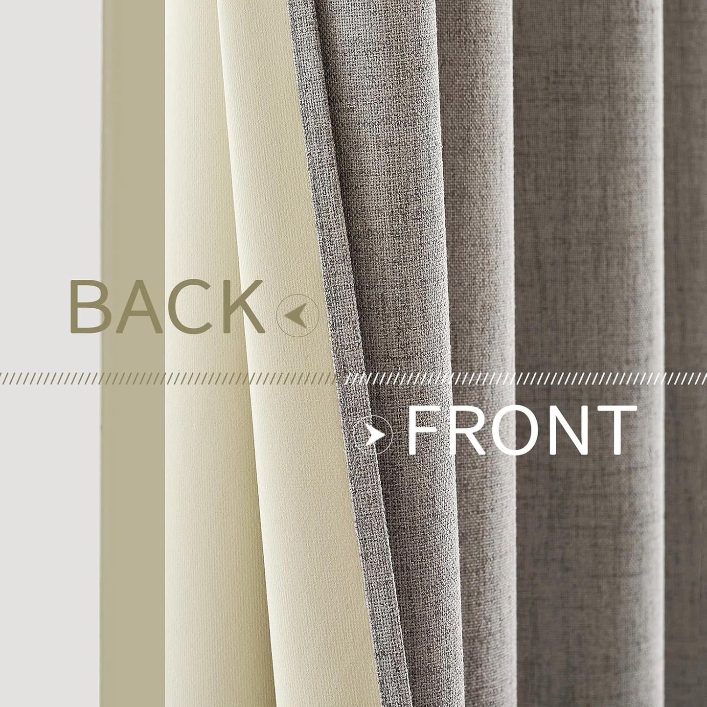 MIULEE 100% Blackout Linen Textured Curtains - Thermal Insulated Room Darkening Drapes | Warm Taupe, 42 x 84 Inch (2 Panels)