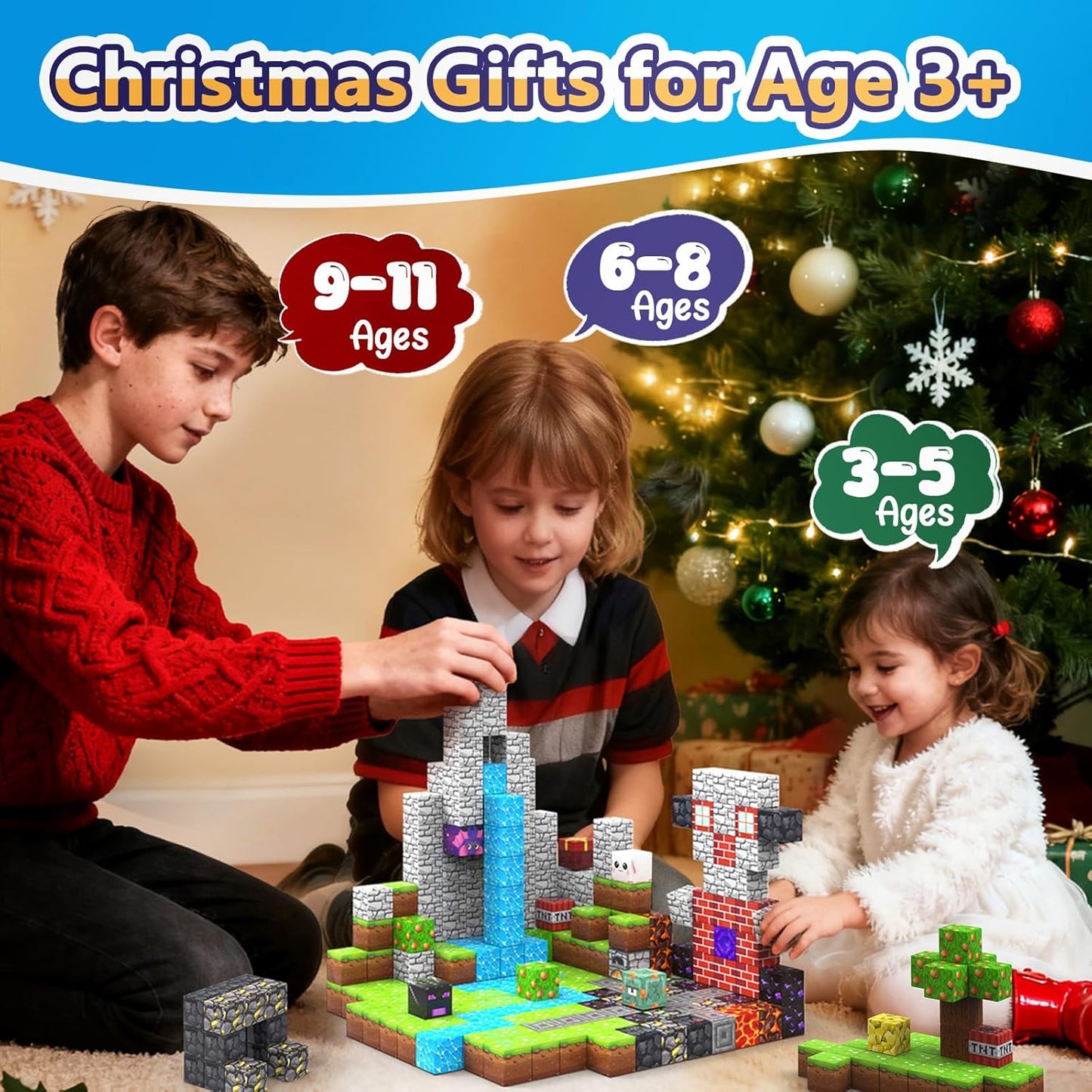 Magnetic Building Blocks by 150PCS - STEM Stacking Game for Kids Ages 3-12 | Colorful Magnet Tiles