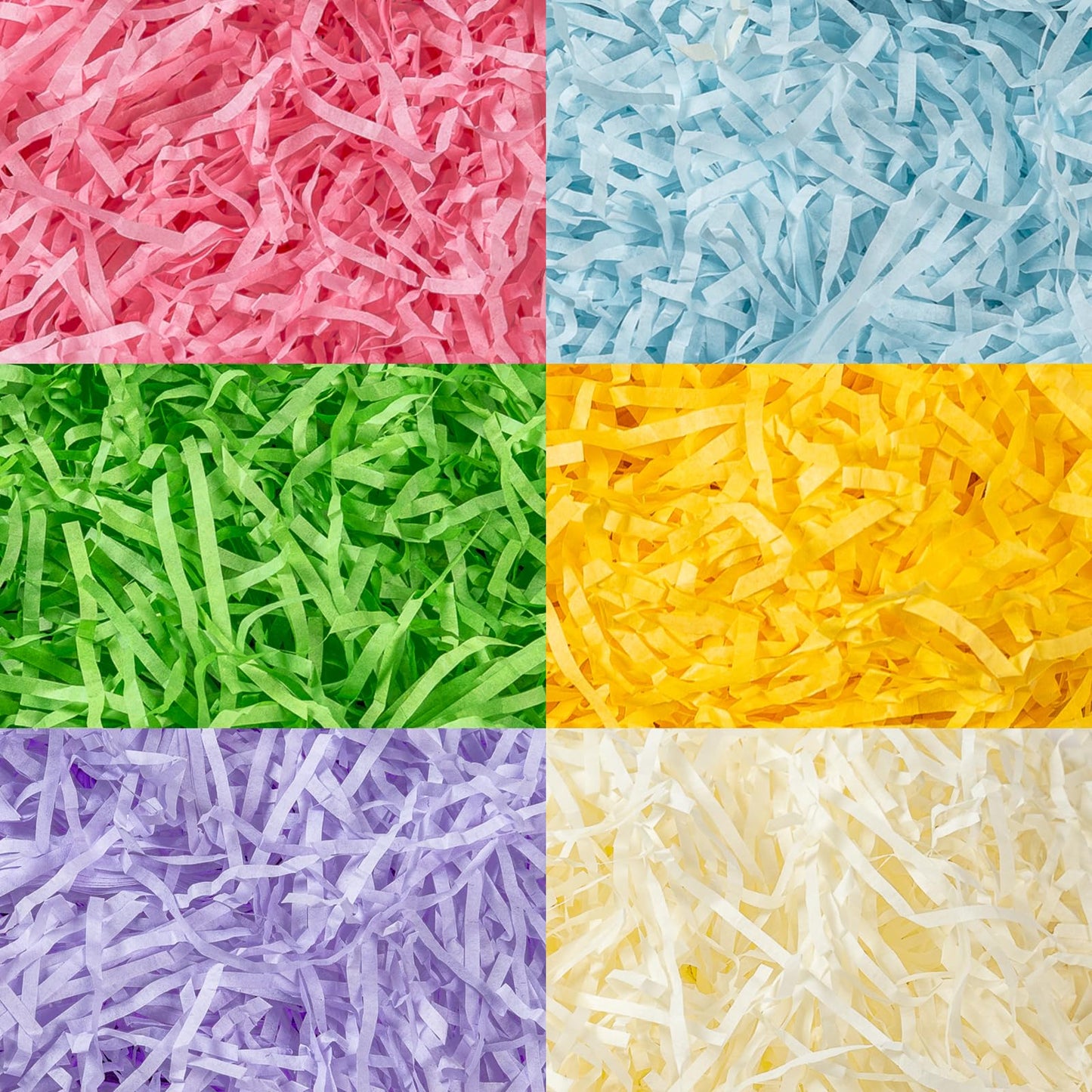 CIPOWM 340g/12oz Easter Grass Shredded Paper Filler 6 Colors Paper Shred Crinkle Raffia Paper Filler for Easter Gift Wrapping Boxes Bags Basket Filling Party Supply(6 Colors)