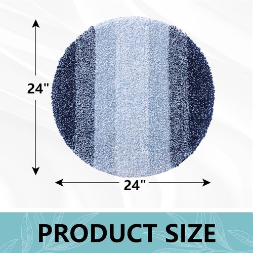 Arotive Microfiber Bathroom Rug - Soft, Absorbent, Non-Slip Plush Mat | 24" Round, Dark Blue