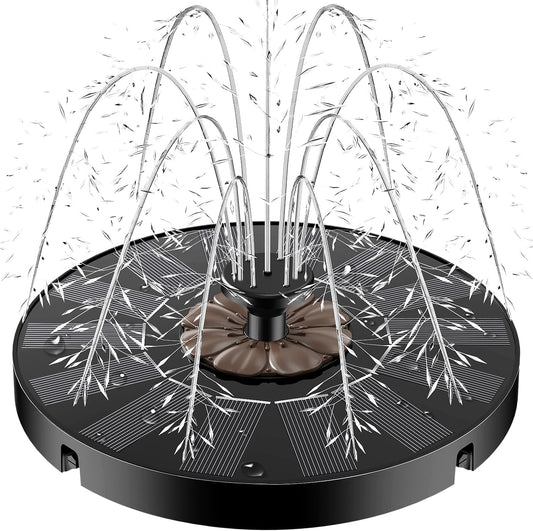 Yzert Solar Fountain Pump - Floating Water Feature with 4 Fixers & 7 Nozzles for Gardens, Ponds & Bird Baths