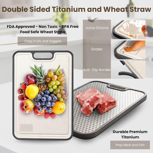 **Smoky Supply USA Titanium Cutting Board - Double-Sided, Scratch-Resistant, Easy to Clean | Food Grade**