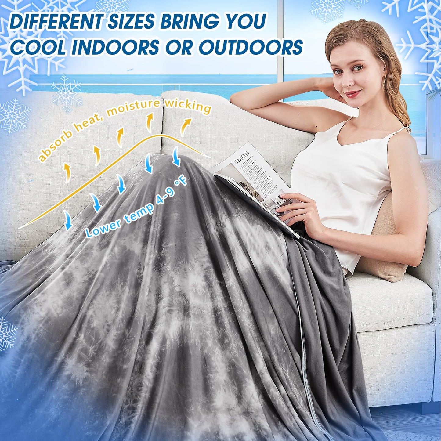 inhand Cooling Blanket King Size, Summer Blankets for Hot Sleepers & Night Sweat, Thin Blanket Cold Cool Lightweight Cooling Blanket for Couch Bed, Light Blanket for All Season Use