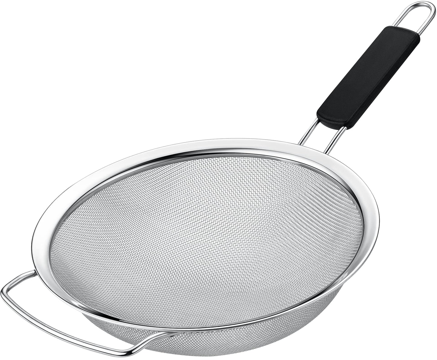 Kafoor 9" Large Fine Mesh Strainer with Thermo Plastic Rubber Handle - Sieve Fine Mesh Stainless Steel - Ideal Kitchen Essential to Strain Pasta, Quinoa and Rice