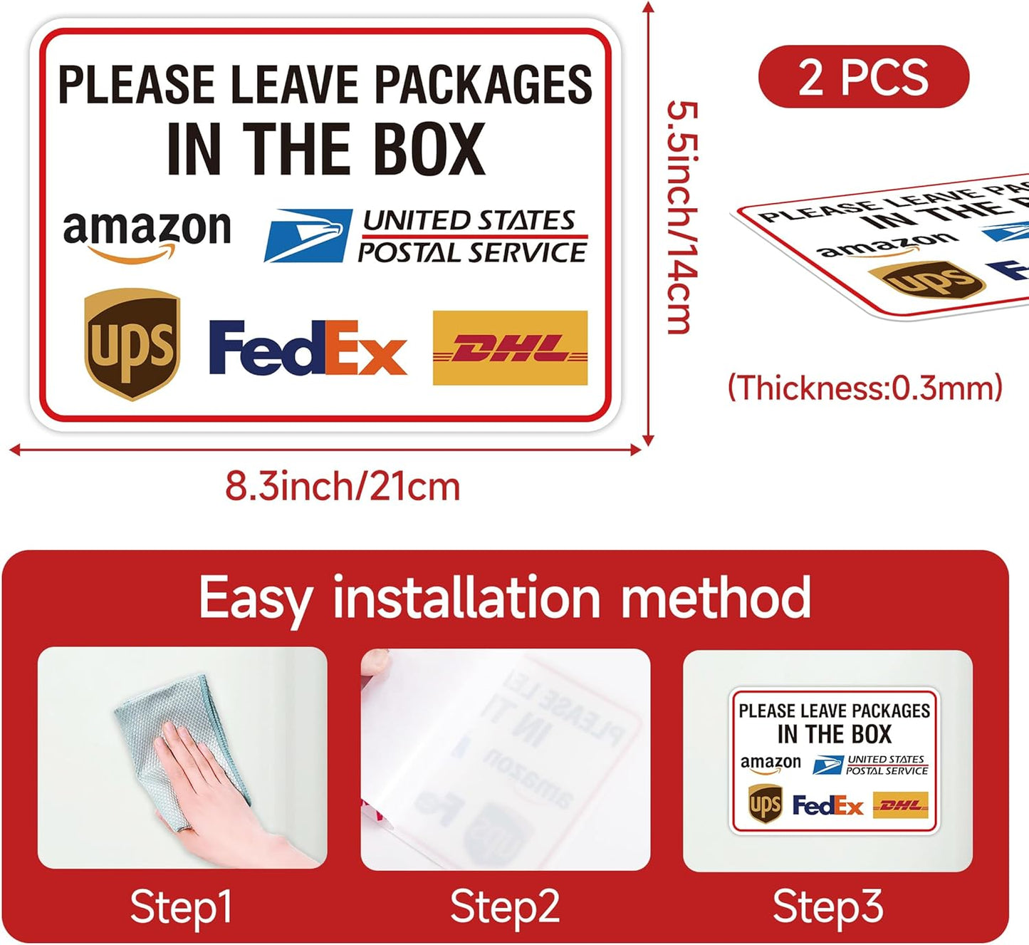 Please Leave Packages Here Sign by [Brand Name] - Self-Adhesive Waterproof Delivery Sticker | 8.3"x5.5" for Home, Office, Shop