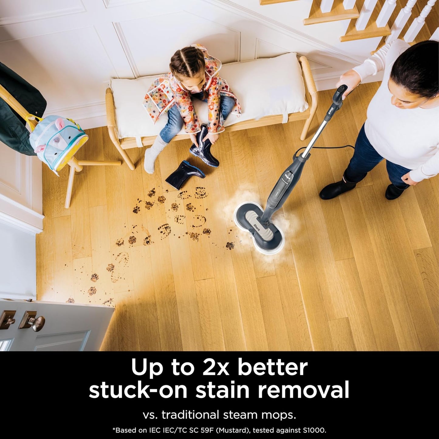 Shark Steam Mop S7201 - Powerful Scrubbing & Sanitizing | Gray/Rose Gold Finish
