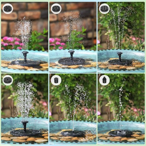 AISITIN Solar Bird Bath Fountain Pump - 6 Nozzles for Outdoor Gardens, Ponds & Pools | Solar Powered Water Feature