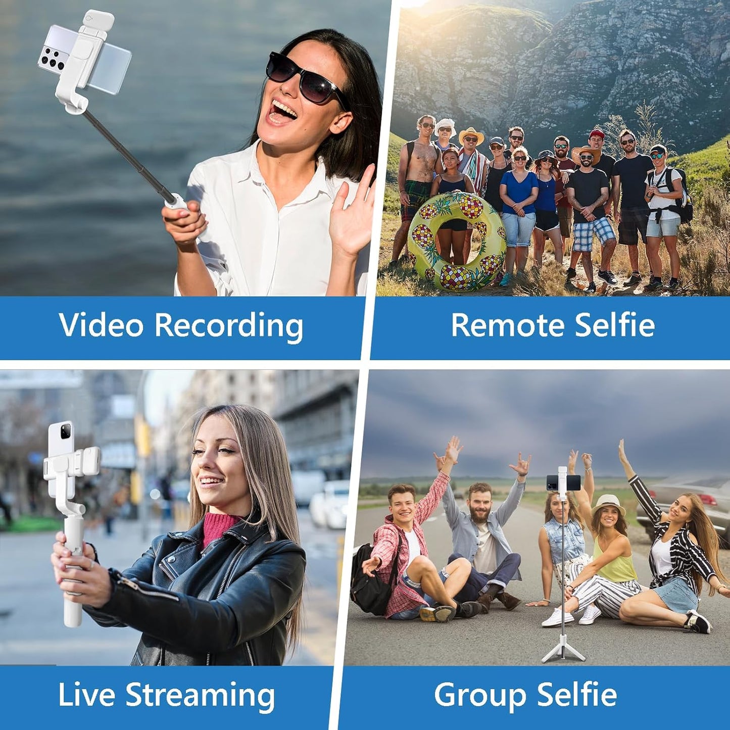 Skiennix Selfie Stick Tripod - 40-Inch Retractable Design with Wireless Remote & Light | Portable for iPhone & All Cellphones