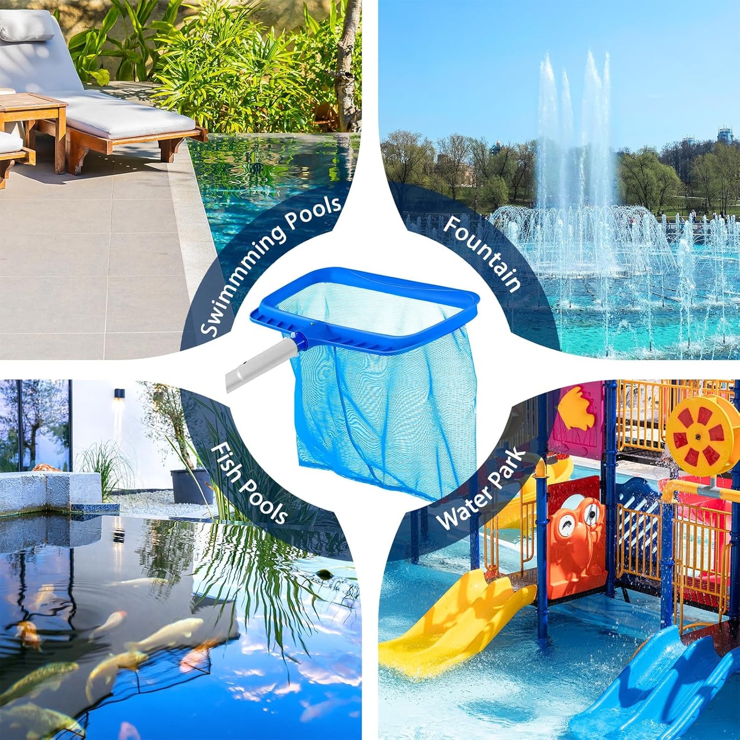 Pool Skimmer | Adjustable Telescopic Pole 26.4"-66.5" & Fine Mesh Net for Efficient Cleaning