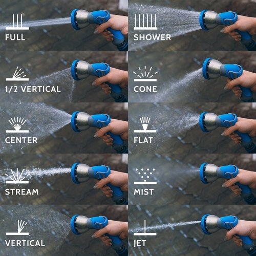INNAV8 Garden Hose Nozzle - Heavy Duty Design with 10 Spray Patterns & Thumb Control Valve | Perfect for Outdoor Use