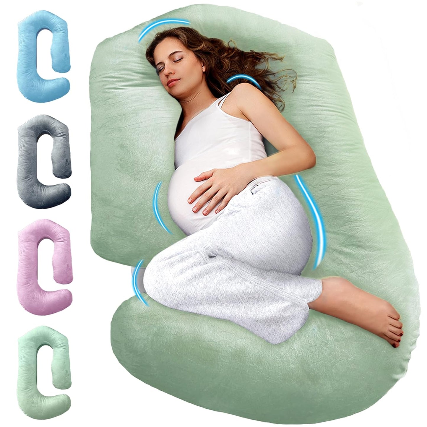 PILLANI Pregnancy Pillow - V C U Shaped 57-Inch Full Body Support Pillow with Removable Cover | Cooling Maternity Comfort