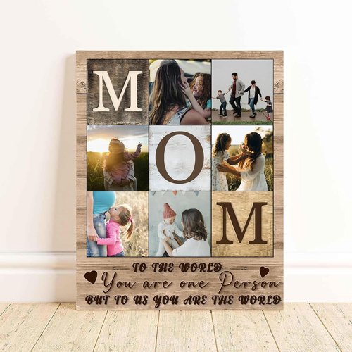 CSWMZQZY Custom Rustic Canvas Prints - Personalized Photo Collage Wall Art for Mother's Day | Unique Gift for Mom