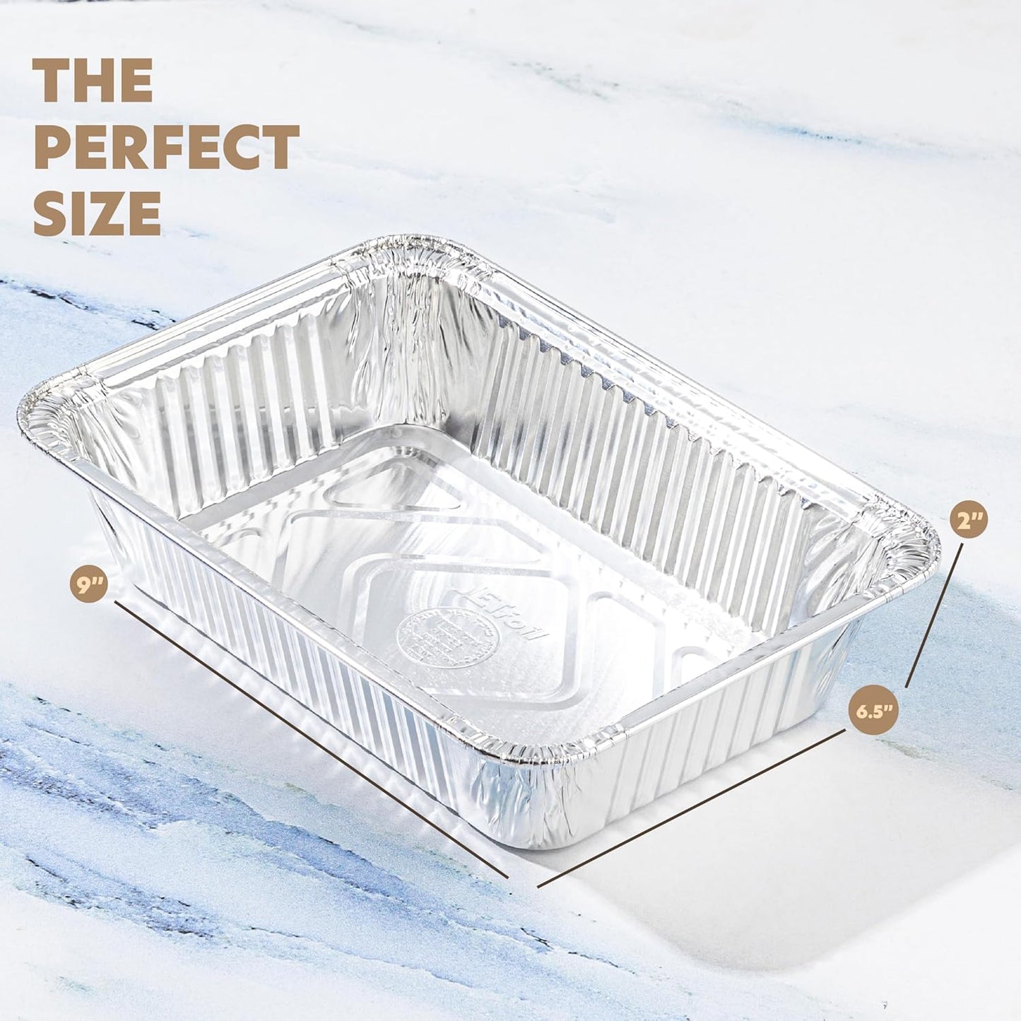 PLASTICPRO Disposable Aluminum Pans - Heavy Duty 6.5'' x 9'' with Covers | 10 Pack for Baking & Cooking
