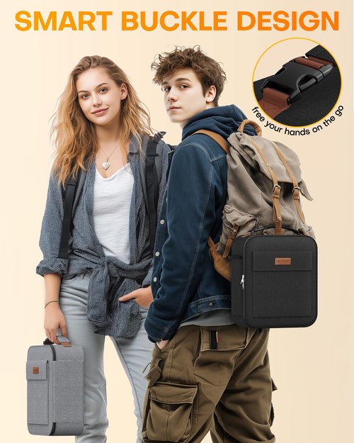 HOTOR Lunch Bag for Men & Women - Large Capacity Insulated Lunch Bag with Mutiple Pockets, Wear-Resistant Cooler Lunch Box for Office, Picnic, Black, 7L, 9.06" x 4.33" x 10.63"