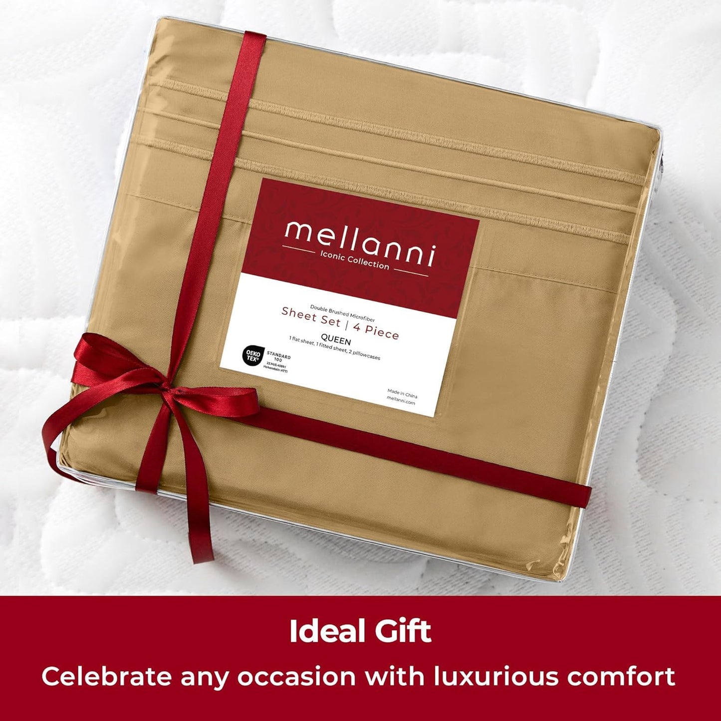 Mellanni Twin XL Sheets Set - 3 PC Hotel Luxury Bedding | Extra Soft, Cooling, Wrinkle-Resistant (Gold)