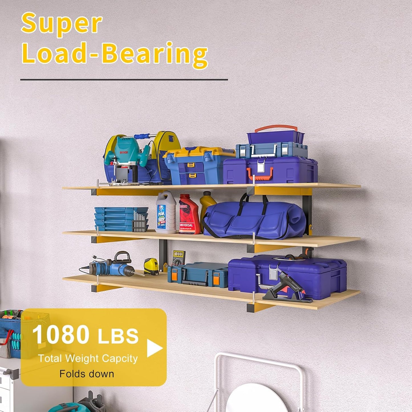 Lumber Storage Rack by [Brand Name] - Heavy Duty Wall Mount Organizer | 1080 LB Capacity, 6 Pack
