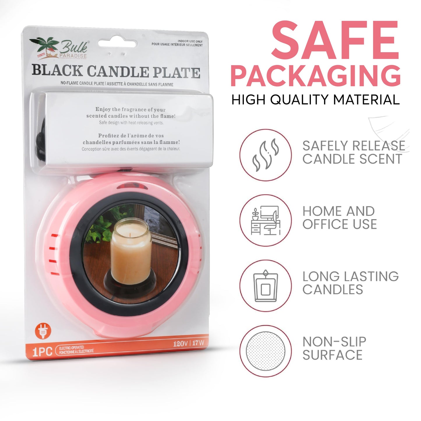 Large Candle Warmer Plate Safely Releases Scents Without a Flame - Used as Candle Jar Warmer, Coffee Warmer, Mug Warmer, Cup Warmer, Tea Warmer Desk in Your Home & Office, 1 Pack, Pink
