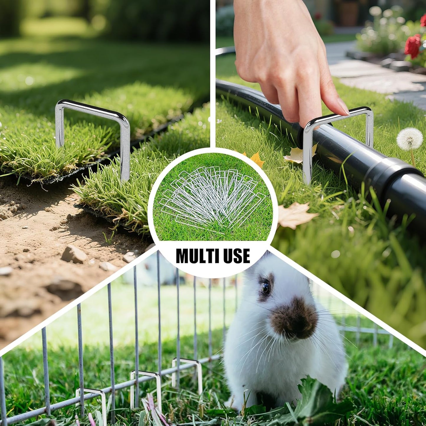 Outvue 6 Inch Landscape Staples - 50 Pack Hot-Dip Galvanized Plant Stakes for Weed Barrier Fabric