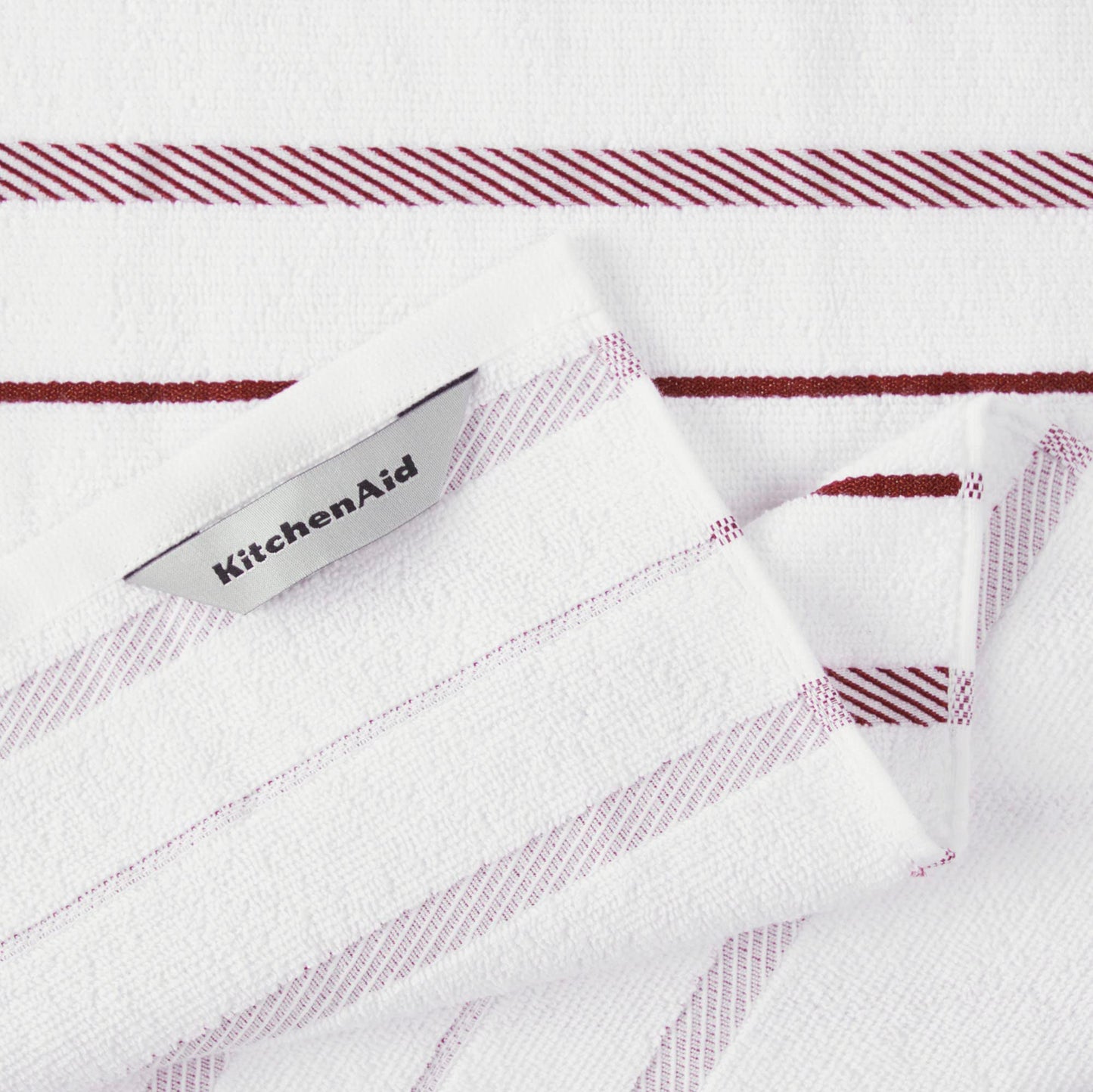 KitchenAid Albany Kitchen Towel 4-Pack Set, Smoked Paprika Red/White, 16"x26"