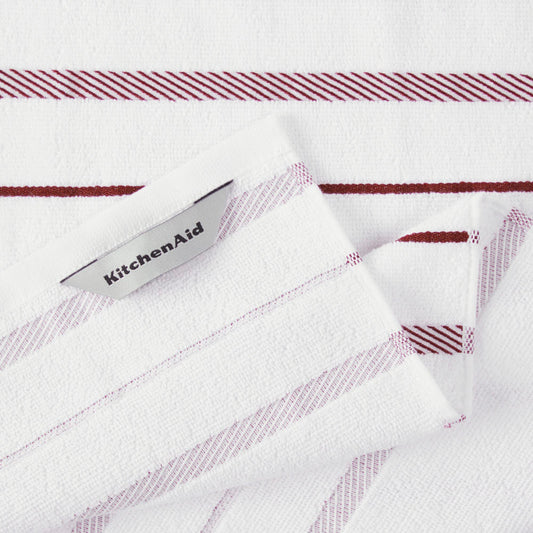 KitchenAid Albany Kitchen Towel 4-Pack Set, Smoked Paprika Red/White, 16"x26"