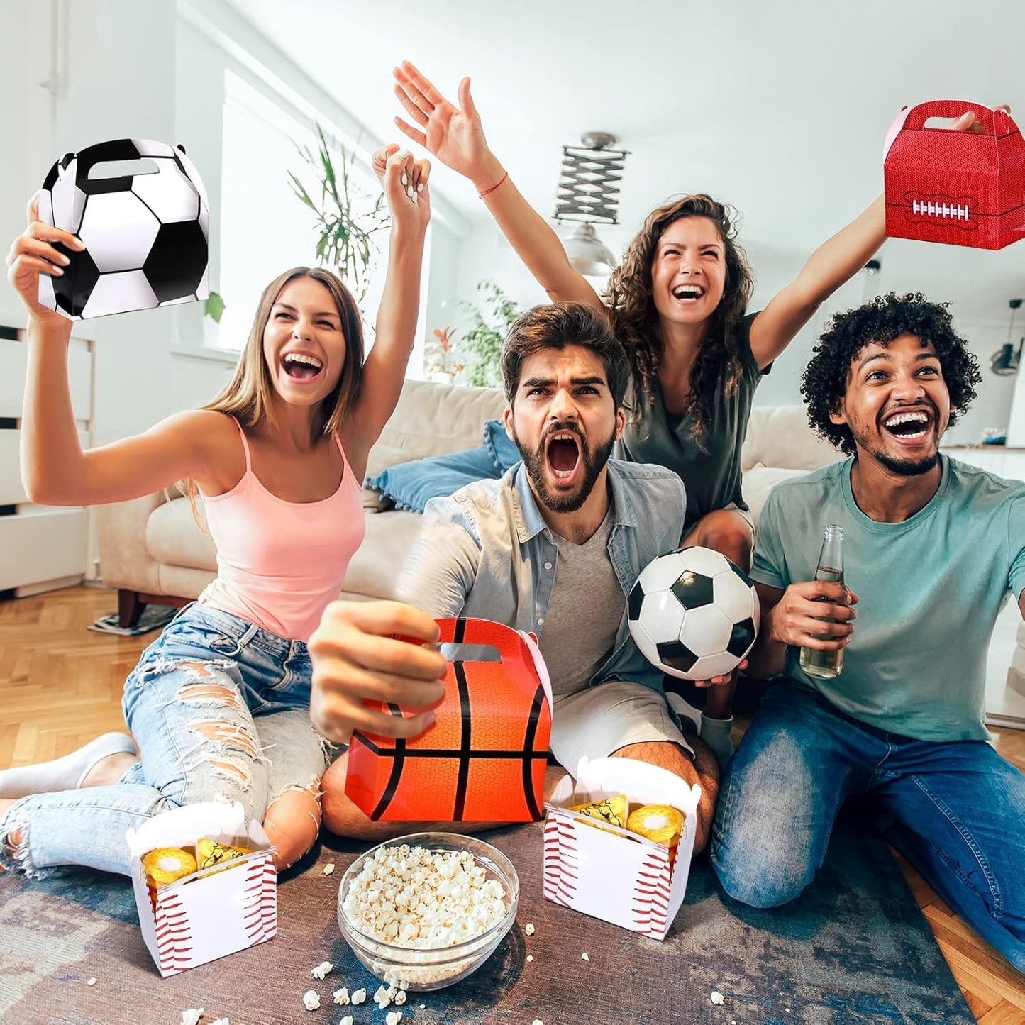 Nezyo Sports Themed Birthday Party Supplies - 24 Pack Football & Basketball Treat Boxes | Fun Party Favors