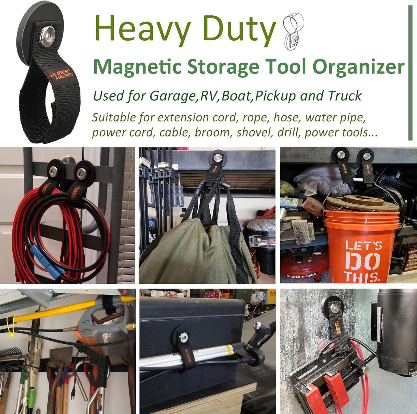 ULIBERMAGNET Heavy Duty Magnetic Hooks - Strong Storage Solution for Cords, Tools & More | 2 Pack, 3.46 Inch