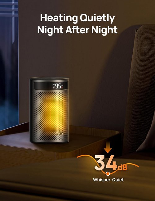 DREO Portable Space Heater - 1500W PTC Ceramic with Thermostat, Remote & Eco Mode | Ideal for Office & Bedroom