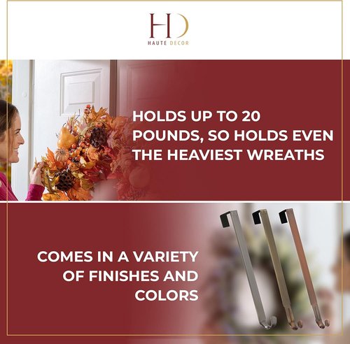 Haute Decor Adjustable Wreath Hanger - 20 Lb Capacity for Versatile Home Decor